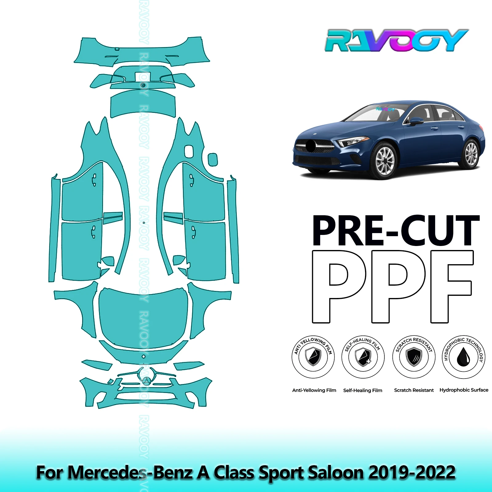 

Full Vehicle Clear Bra Precut PPF Paint Protection Film For Mercedes-Benz A Class Sport Saloon 2019-2022