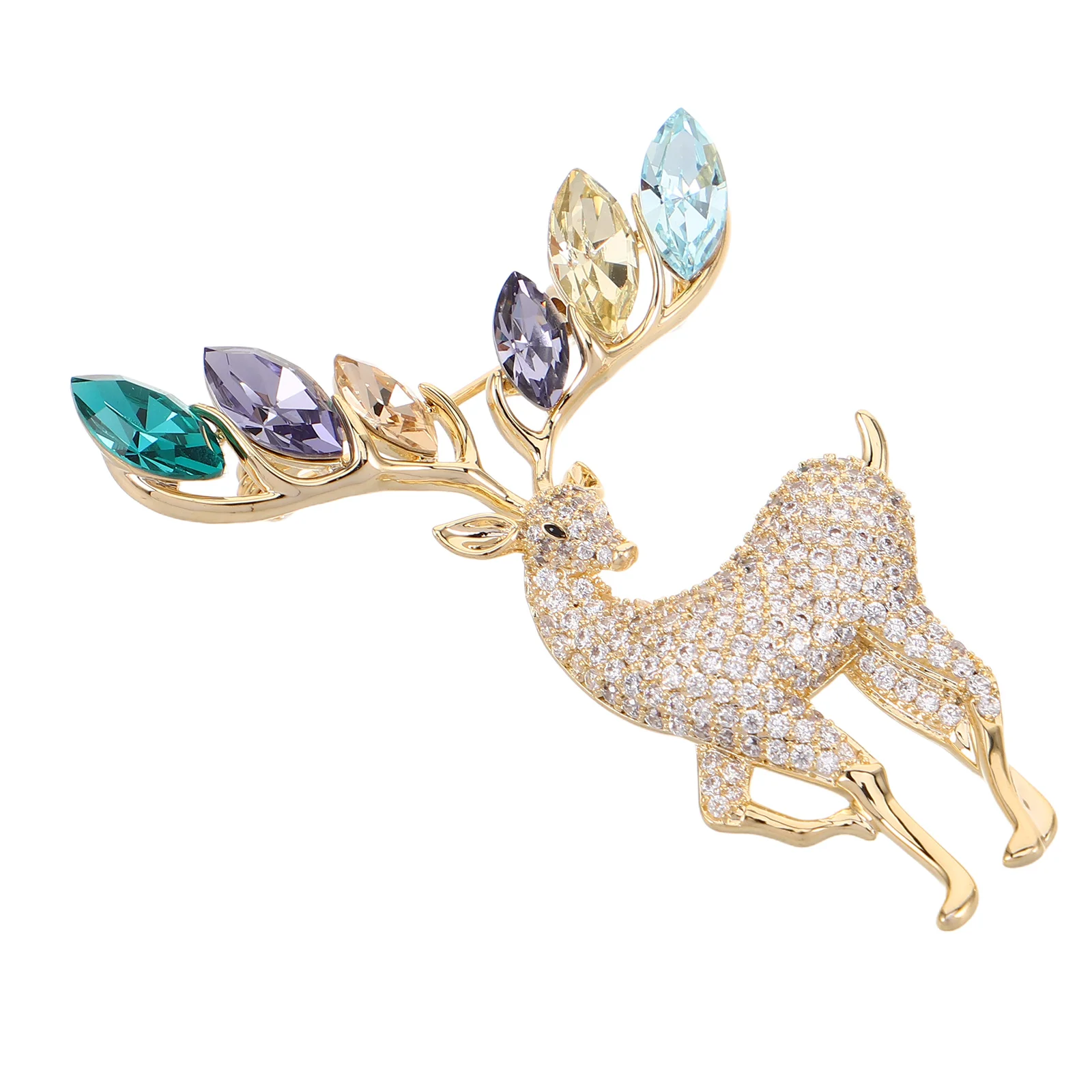

Elk Brooch Animal Sweater Lapel Christmas Pin Badge Reindeer Copper for Women Miss