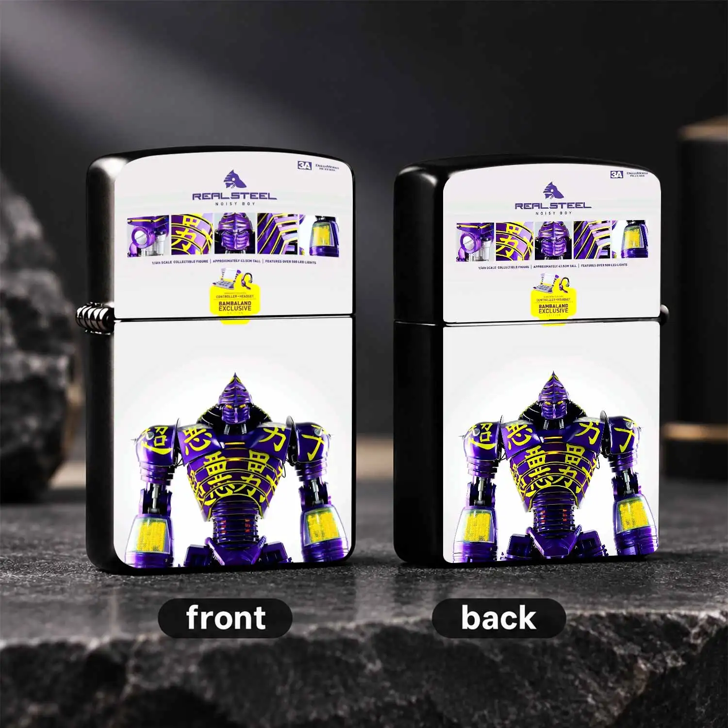 Real Steel Noisy  Themed Lighter, Exquisite Purple-Yellow Mecha Paint, Trendy Collectible, Fits Daily Trips, Outdoor Activities, Business Trips And All Scenarios, Unique Desktop Decor, Nice Gift Choice, Classic Co-Branded Portable Item With