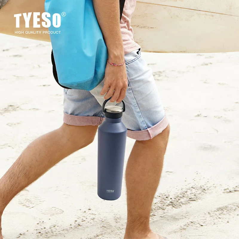 Tyeso مكنسة من الفولاذ المقاوم للصدأ معزول زجاجات مياه مقبض حمل المحمولة في الهواء الطلق تسلق الرياضة زجاجة مياه الشرب المباشرة