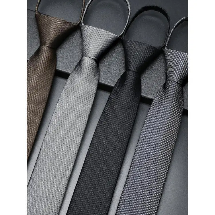 

Gray Tie For Men, Requi, Japanese Narrow Version, High-End Suit Shirt, Easy To Pull, Black Zipper Style, Casual No Knot