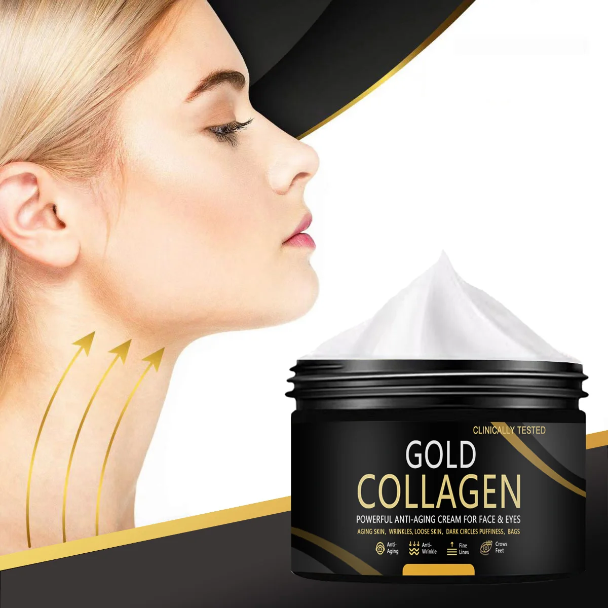 GOLD COLLAGEN POWERFUL ANTI-AGING CREAM FOR FACE & EYES AGING SKIN, WRINKLES, LOOSE SKIN, DARK CIRCLES PUFFINESS, BAGS