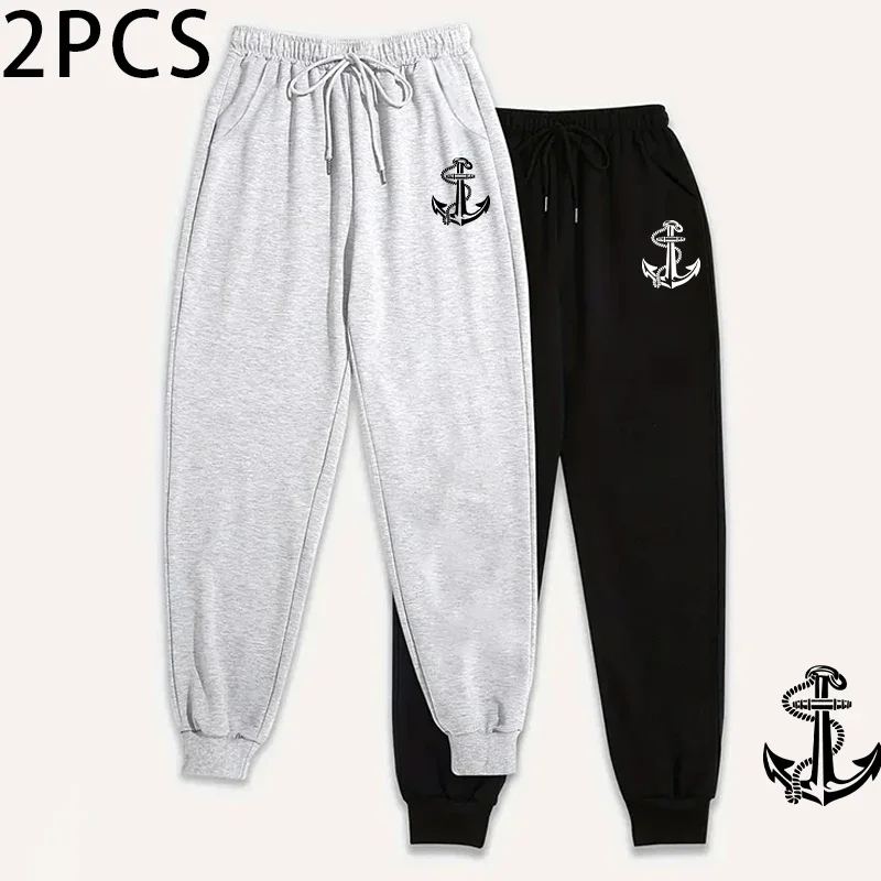 Confezione da 2 pantaloni da jogging da donna, pantaloni sportivi casual e pantaloni da salotto dalla vestibilità comoda, set di pantaloni sportivi stile street street autunno inverno 2025