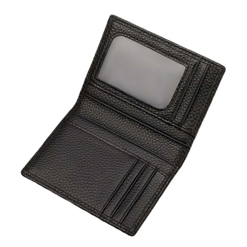 Skórzany Portfel Męski Bifold z Okienkiem na Dowód i Blokadą RFID - Etui na Karty Kredytowe i Dokumenty — zdjęcie 4