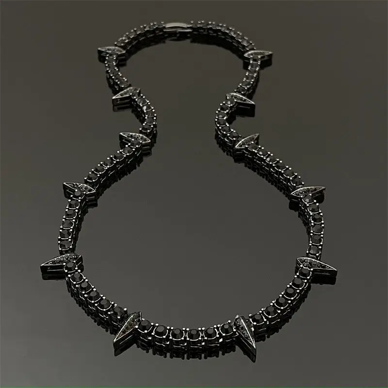 Black Panther men's and women's European and American personality creative cool full diamond tennis chain accessories necklace