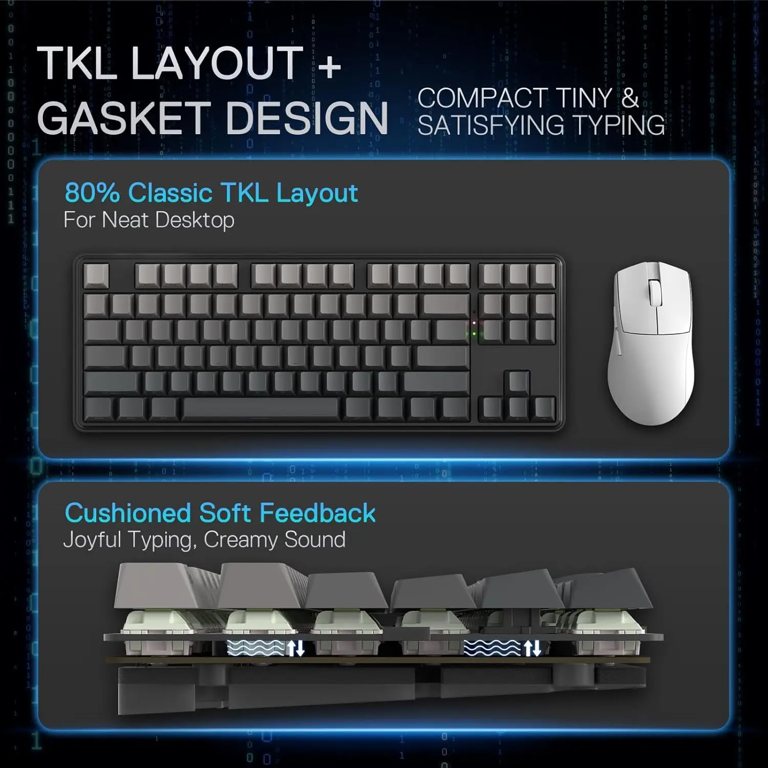 Redragon K707 PRO GB 80% ปะเก็น RGB Gaming 3 โหมดไร้สาย TKL Mechanical Hot-Swap ลดเสียงรบกวนคีย์บอร์ด,Mint Mambo Switch