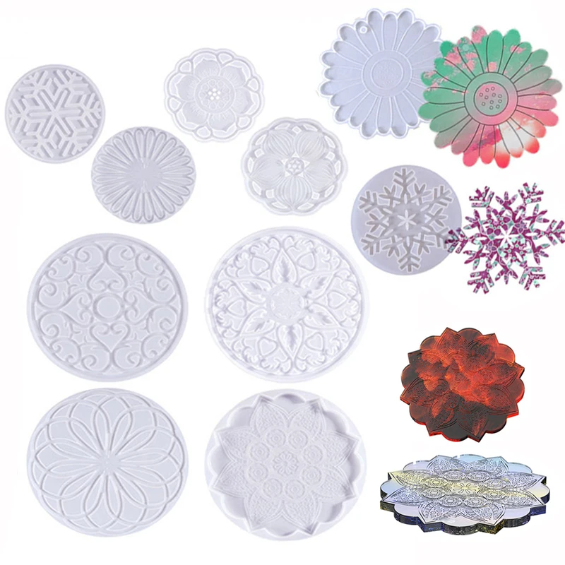 Mould DIY Crystal Resin Hollow Snowflake Heat-Resistant Coaster Mold Snowflake Hanging Ornament Christmas Series Silicone Molds