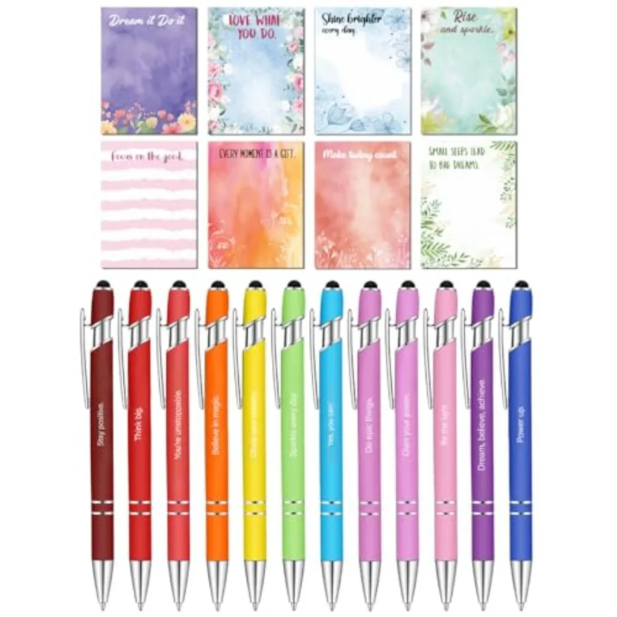 

al Sticky Notes and Stylus Pens, 20 Pack, 3" x 4" Sticky Notes, 8 Pads, 240 Sheets, 12 Black Ink Pens with Stylus Tips, Great f