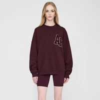 Winter North American niche AB hand cranked special embroidered fleece loose fitting women's round neck sweatshirt