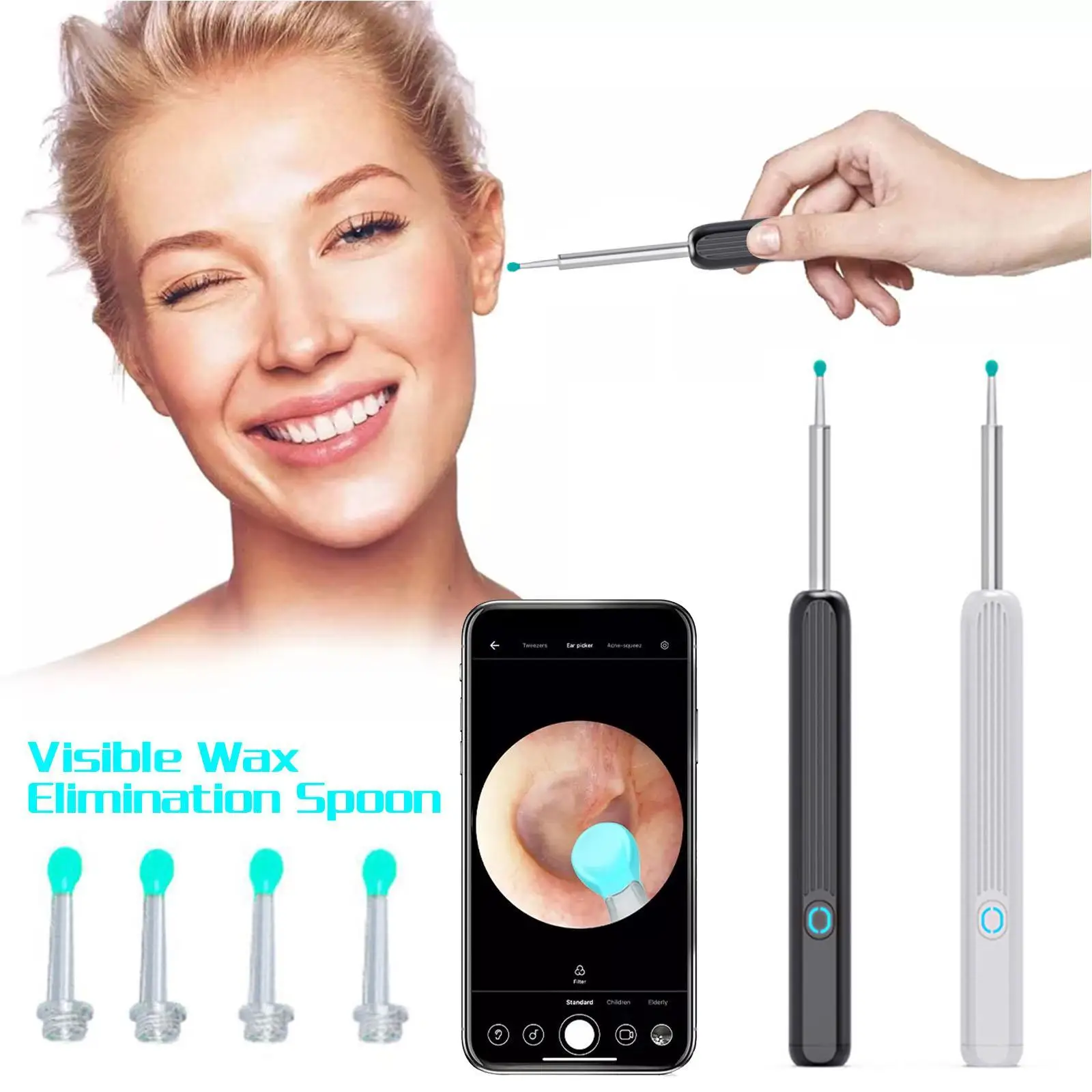 

Wireless Smart Visual Camera Borescope Luminous Ear Wax Cleaning Teeth Visible Wax Elimination Spoon