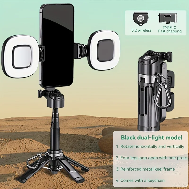 p25-ミニワイヤレス自撮り棒拡張可能なポータブル自撮り棒三脚、取り外し可能なワイヤレスリモート-iphone-android-と互換性あり