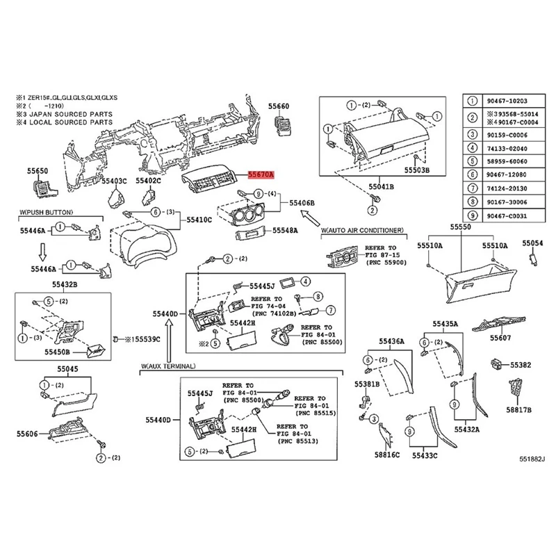 

Dash Air Conditioner Outlet Panel 55670-02161 With Emergency Switch For Toyota Corolla 2007-2013 Center Air Vent Cover