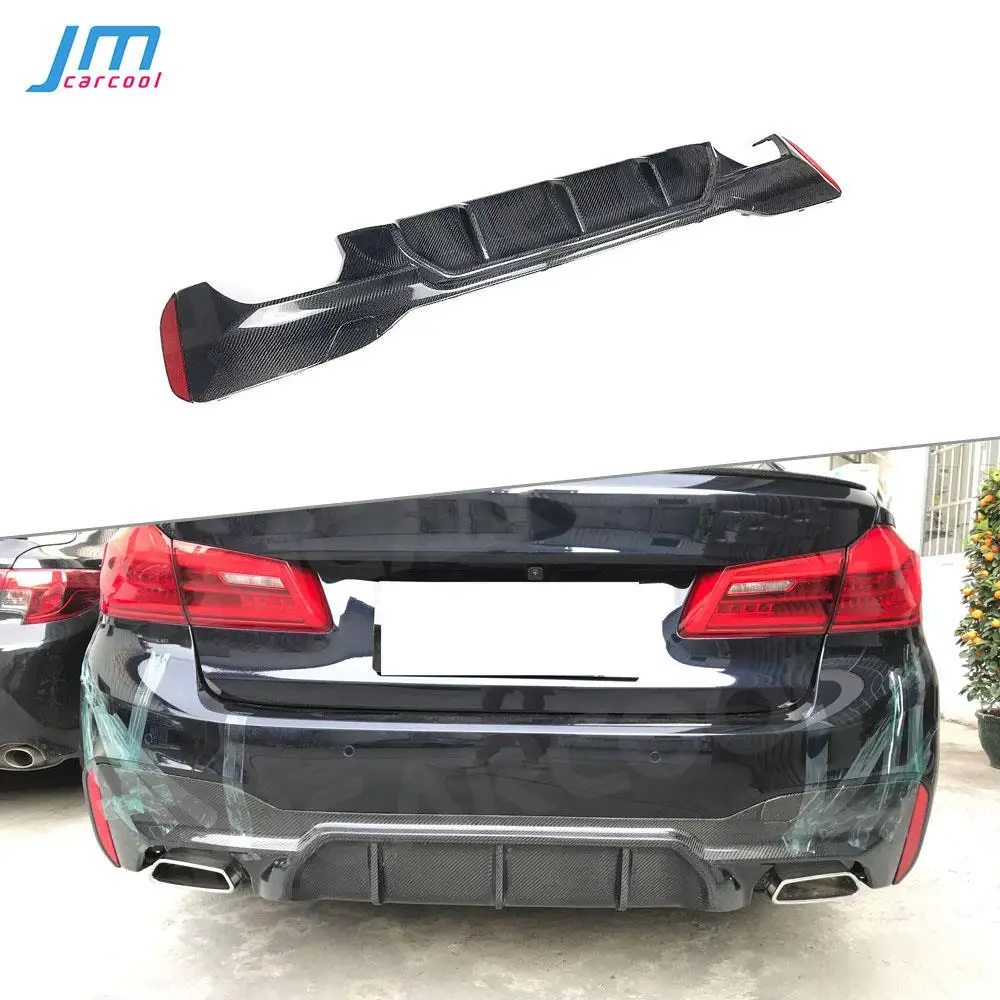 

For BMW 5 Series G30 G31 G38 M-Tech M Sport 2017 -2023 Rear Lip Diffuser With Red Reflector Carbon Fiber Bumper Guard Extension