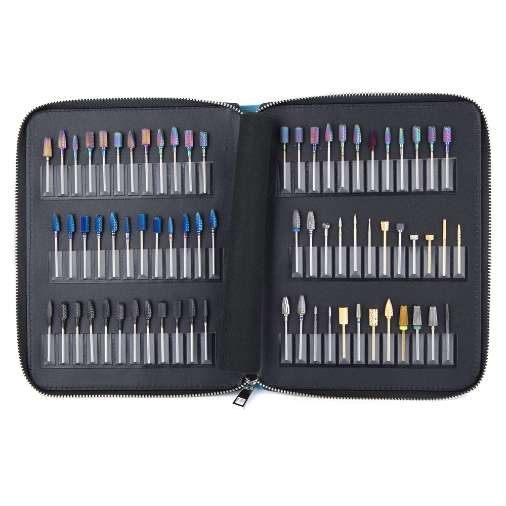 Professional nail drill set with carbide nail bits russian manicure bit nail set 72 drill bit