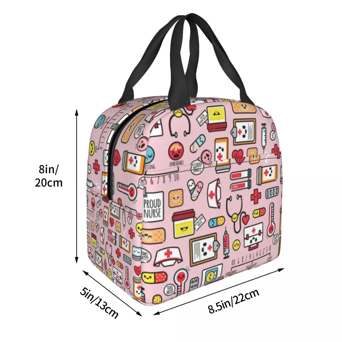 Nurse Mode Lunch Bags Insulated Bento Box Portable Lunch Tote Leakproof Cooler Thermal Bag for Woman Girl School