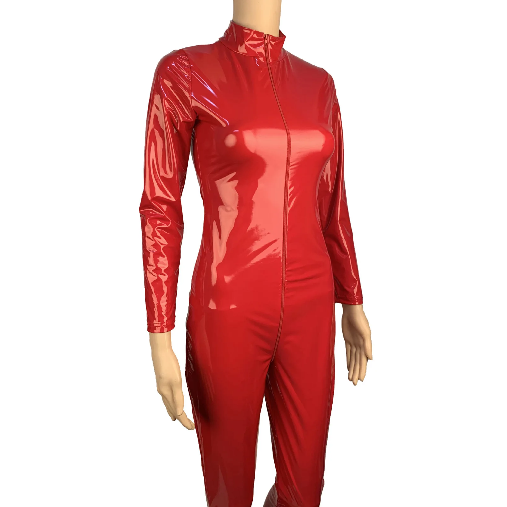 Costume da diavolo in pelle verniciata rossa ala angelo Cosplay donna Halloween Carnival Party Outfits