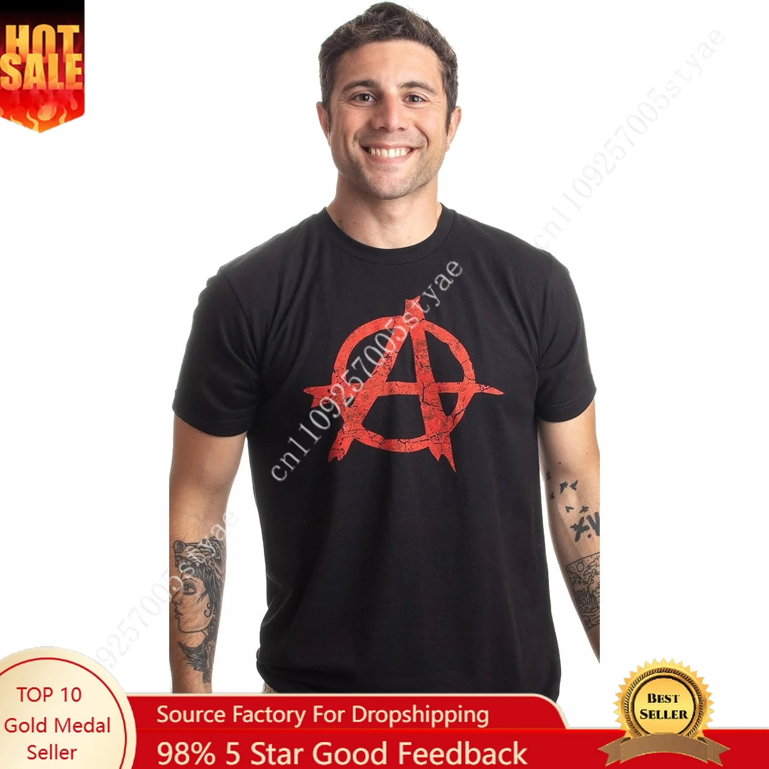 ANARCHY DISTRESSED SYMBOL Unisex T-shirt/Anarchist, Punk, Riot, Disorder Tee