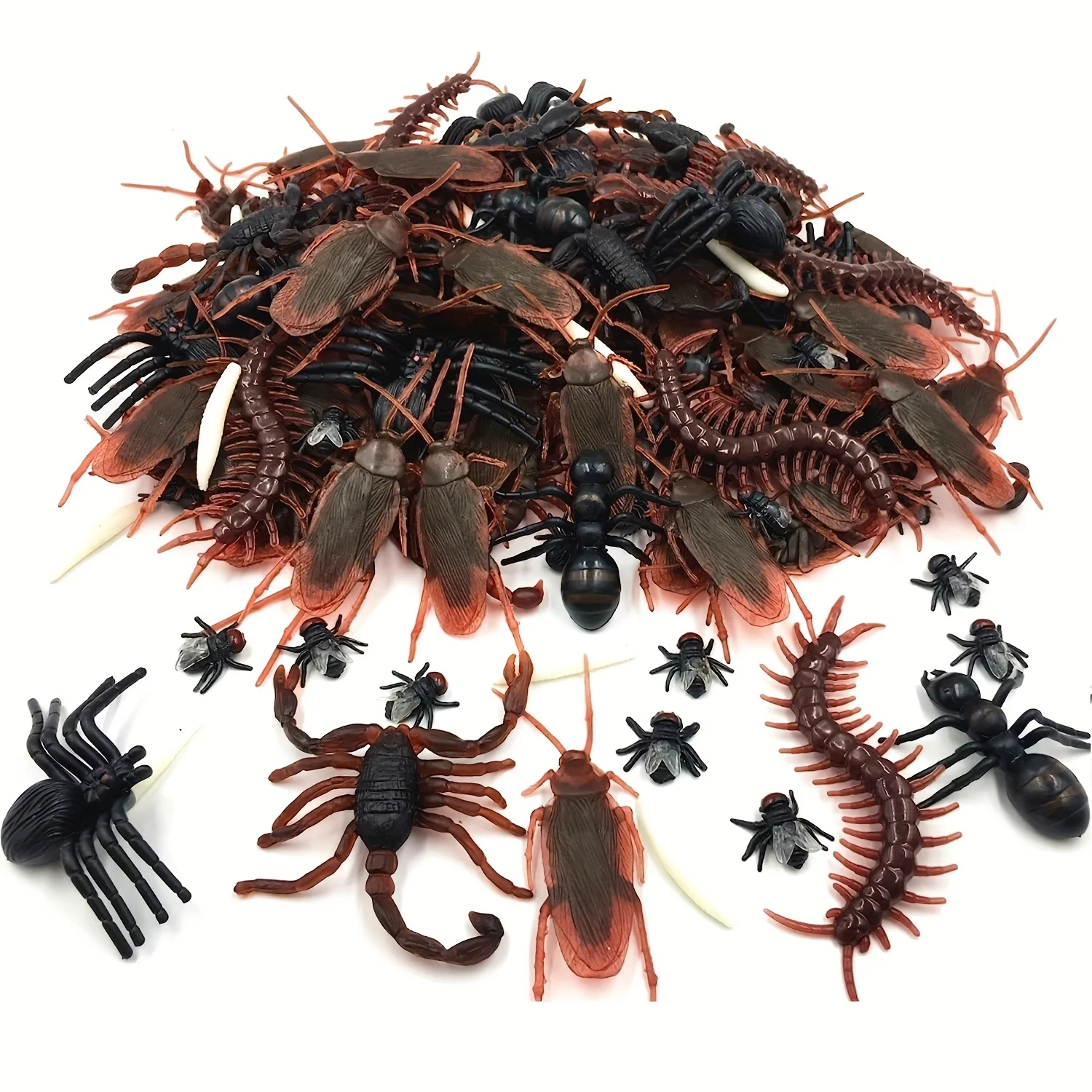 50pcs Realistic Bugs Funny Toy Fake Cockroach Novelty Insects Halloween Prank Simulation Tricky Disgusting Scary Party Supplies