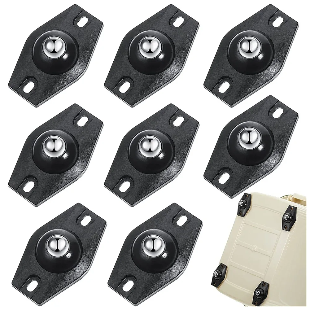 8 Pieces Self Adhesive Caster Wheels Mini Swivel Wheels 360 Degree Rotation Sticky Pulley with Ball Bearings (Black)