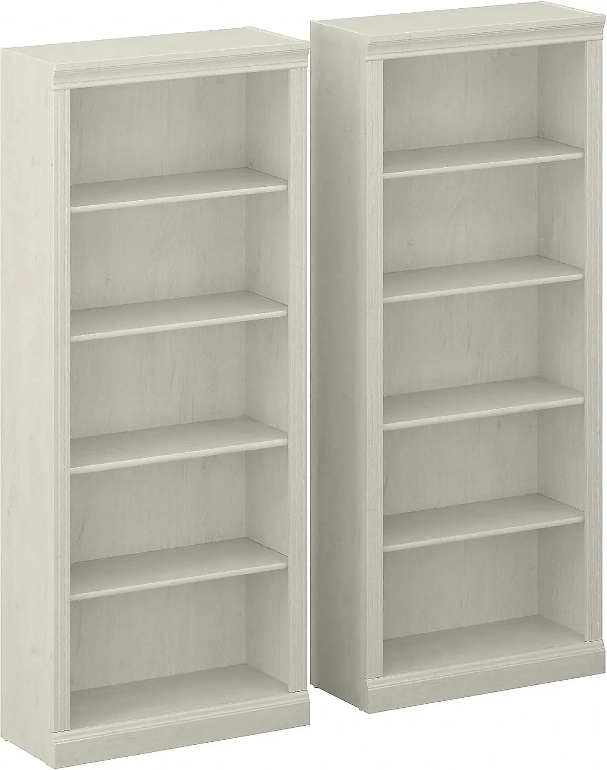 The 30W x 13D x 72H high 5-shelf bookcase presents a practical storage solution with timeless traditional style