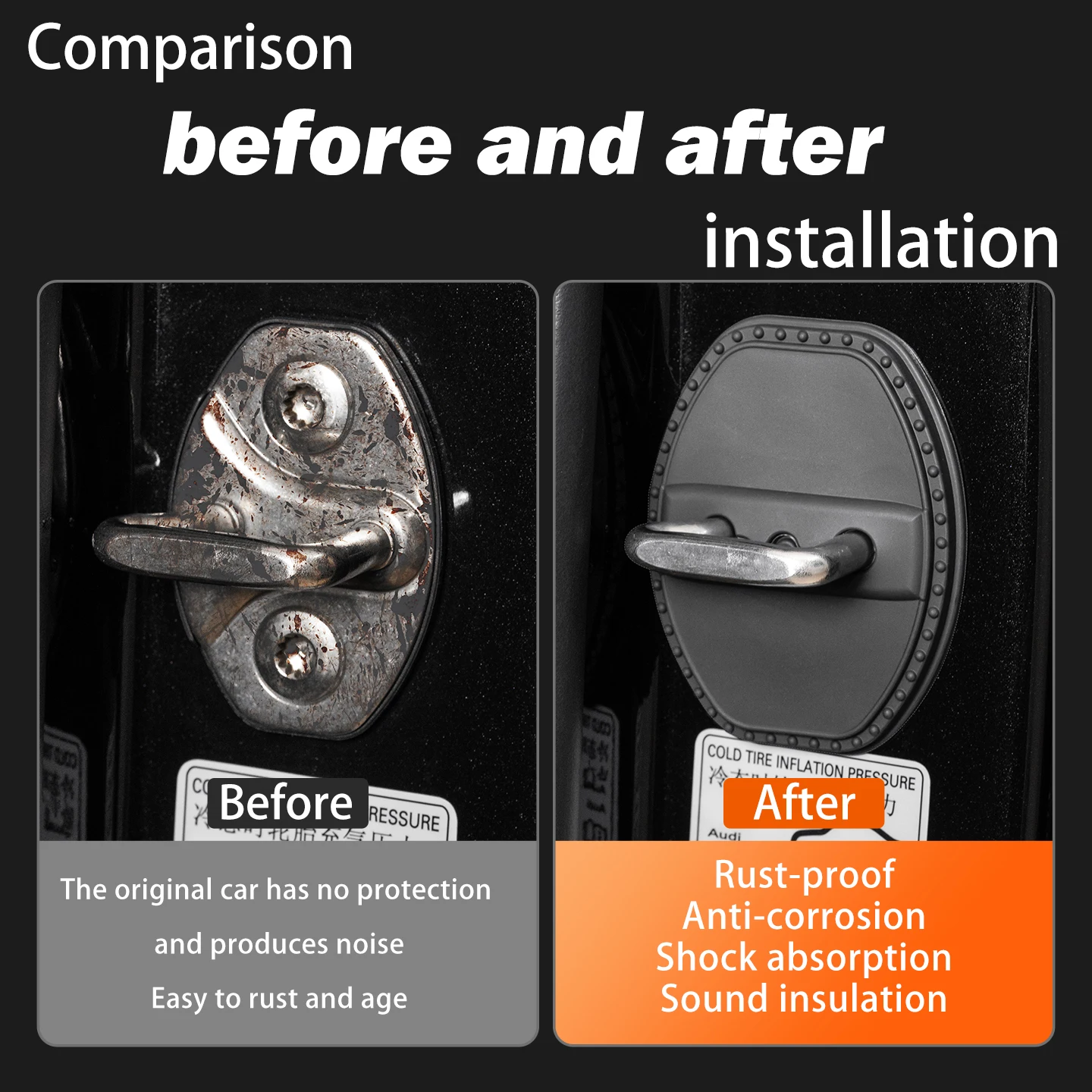 2/4 قطعة سيليكون قفل باب السيارة غطاء حماية الديكور الحال بالنسبة لأودي A3 8 فولت 2012 2013 2014 2015 2016 2017 2018 2019 2020 #3