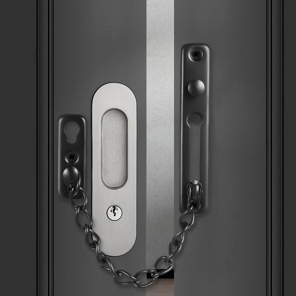 2 قطعة سلاسل أمان للباب من الفولاذ المقاوم للصدأ شديدة التحمل قفل مضاد للسرقة للأبواب الأمامية والنوافذ أجهزة أمان باب الأمان الداخلي #1