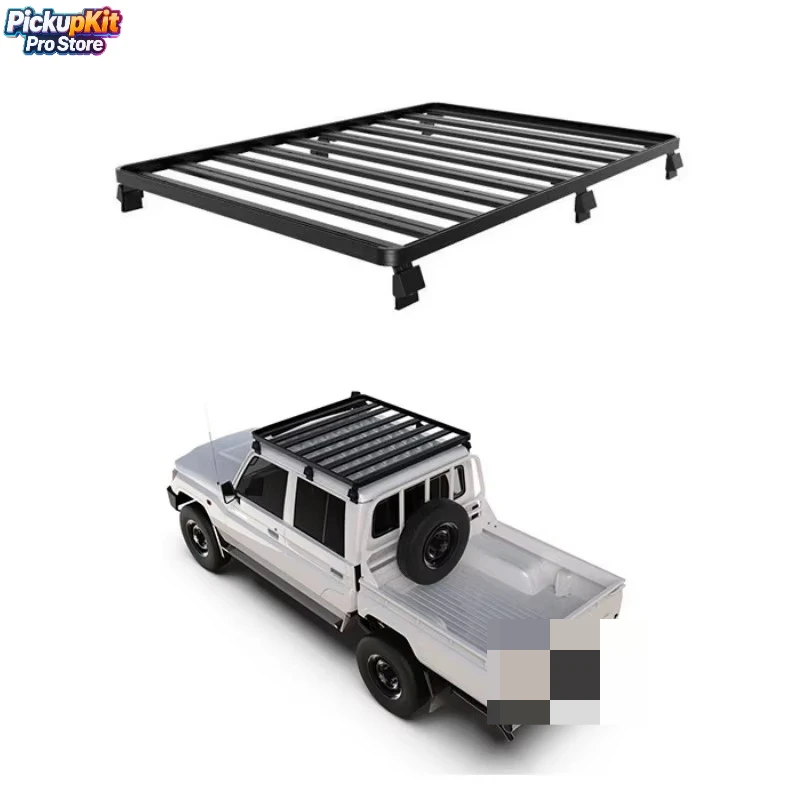 

Steel - Aluminum Full Top Roof Rack with Crossbars for LC79 Off - Road Pickup Load Cargo Platform Luggage Rack