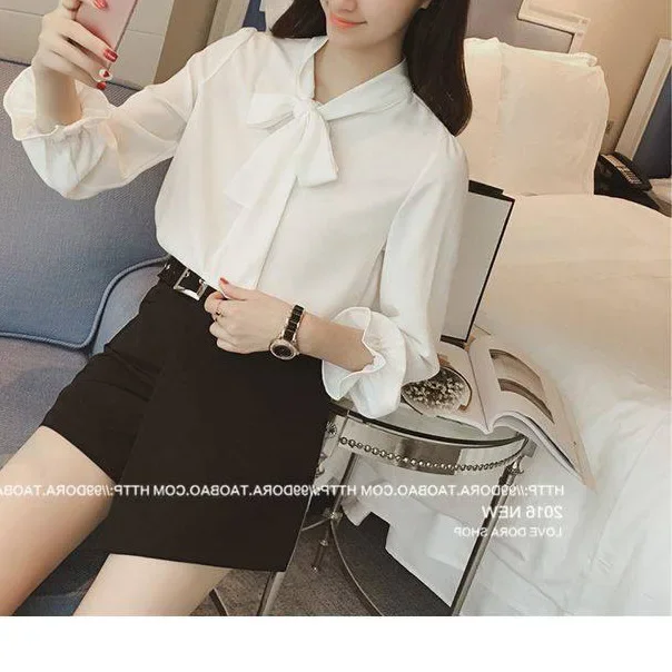 Chiffon Shirt for Women 2025 Summer Korean Version of Long -sleeved Blouse Skirt Casual Loose Red Chiffon Comfort LadyTop
