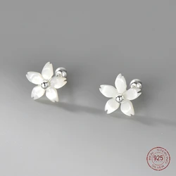 925 Sterling Silver Sea Shell Flower Plant Stud Earrings for Women Exquisite Korean Fashion Screw Earring Piercing Jewelry Gift