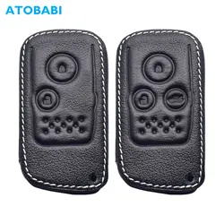 Leather Car Key Case Keychain Holder For Honda Civic Accord CR-V Acura RL 2013 Smart Keyless Remote Control Fobs Protector Cover