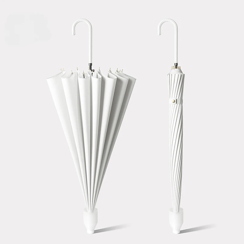 Waterproof Long Handled Umbrellas Sunny and Rainy Day Dual-Use Umbrella Solid Color Design Stylish Handmade Creative Umbrella