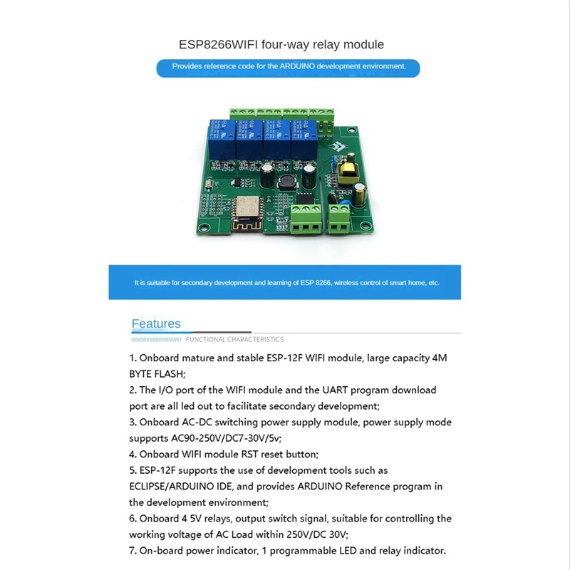 XTECH ESP8266 Wireless WIFI Relay Module ESP-12F Development Board E-Welink APP Remote Control