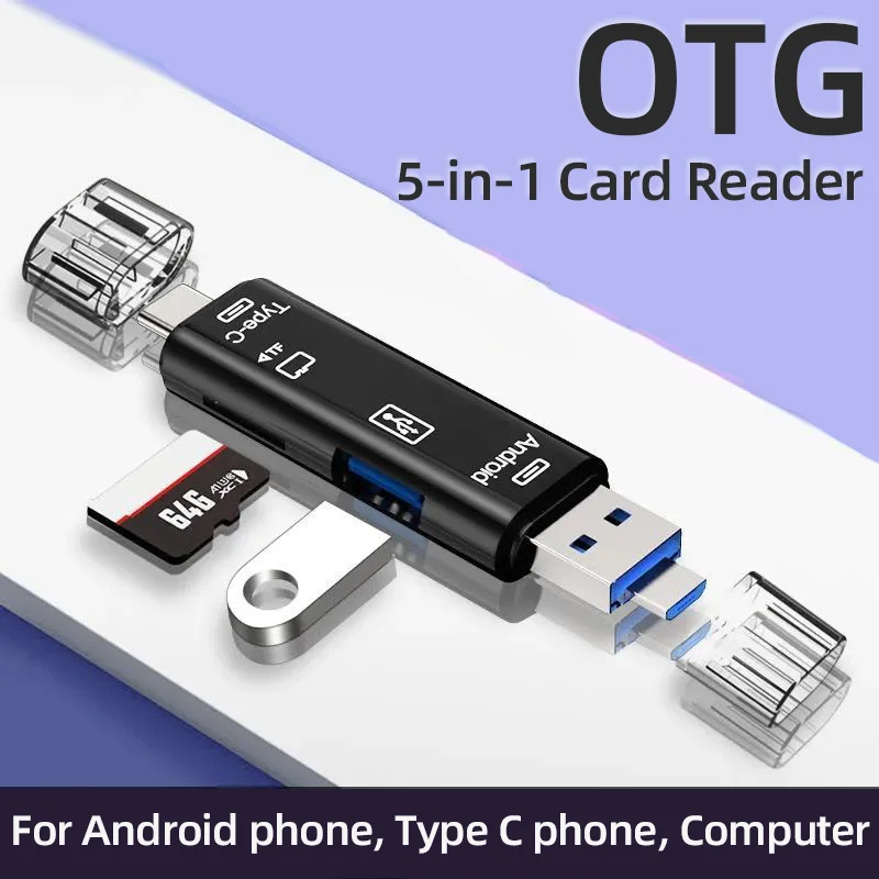 

5 in 1 OTG Card Reader Multifunction USB 2.0 Type C/Usb /Micro Usb/Tf/SD Memory Card Reader Adapter Mobile Phone Accessories