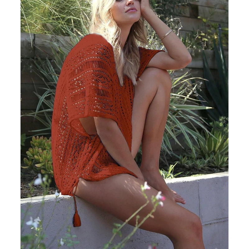Damen-Sommer-Badeanzug, Bikini, 2023, Strandbadebekleidung, gehäkelt, vertuschen