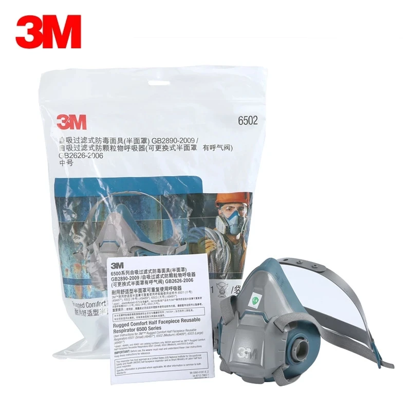 3M6502QL/6502 Silica gel Half Face Respirator Spray Formaldehyde Protection Rugged Comfortable Reusable Gas Mask Body Only