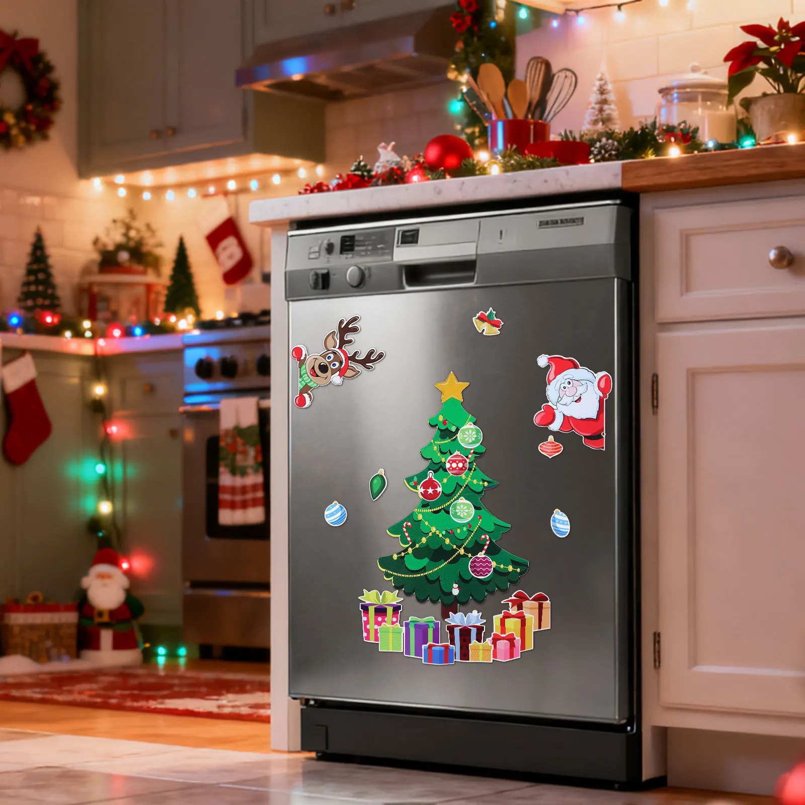 

Christmas Tree Refrigerator Magnetic Sticker Sturdy Festive Home Decor Xmas Fridge Magnet Cartoon Refrigerator Magnet Decal