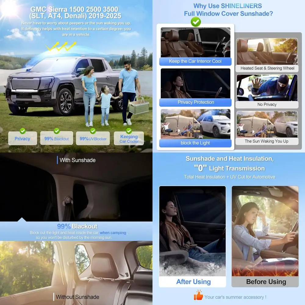 

Солнцезащитные шторки для автомобиля, 5 шт., защита от УФ-излучения, для конфиденциальности и использования на природе, аксессуары 2019-2025 гг.