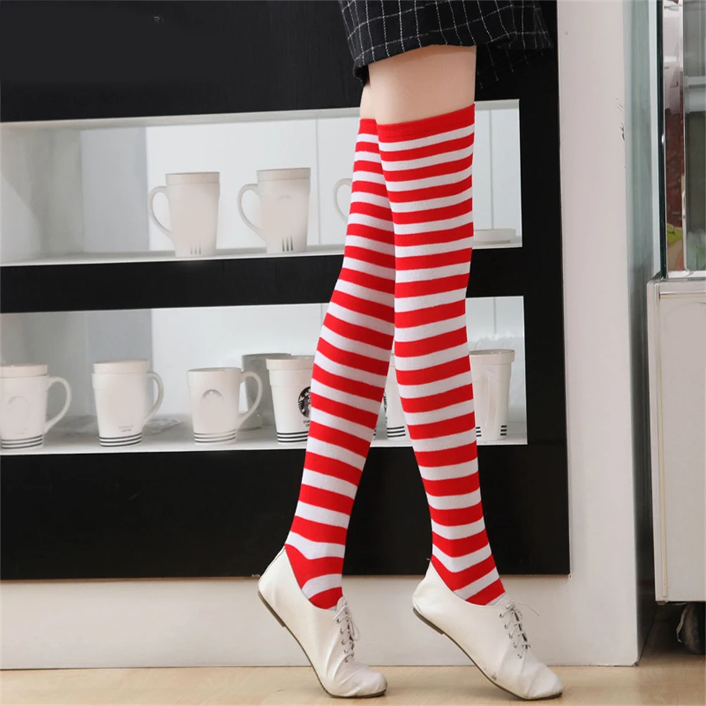 Japanese Striped Thigh High Stockings Women's Sweet Lolita JK Uniform Over Knee Long Socks Cosplay Costume Accessories Girl Gift