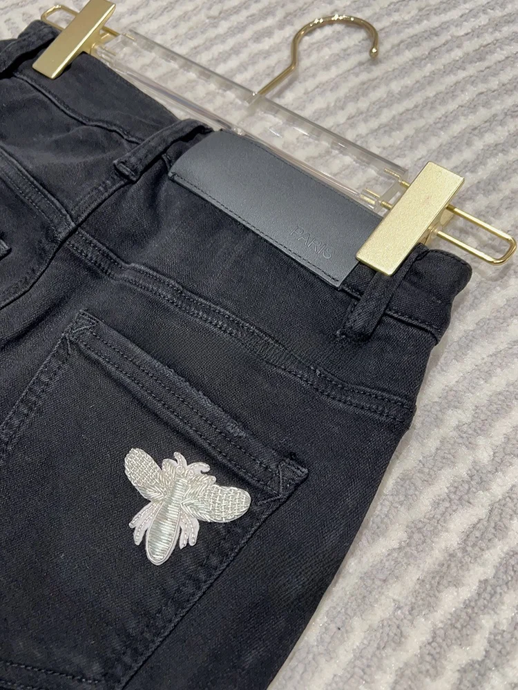 

Джинсы White Bee Bla, повседневные хлопковые эластичные прямые женские джинсы с высокой талией, глубокие цвета, модные удобные джинсовые джинсы