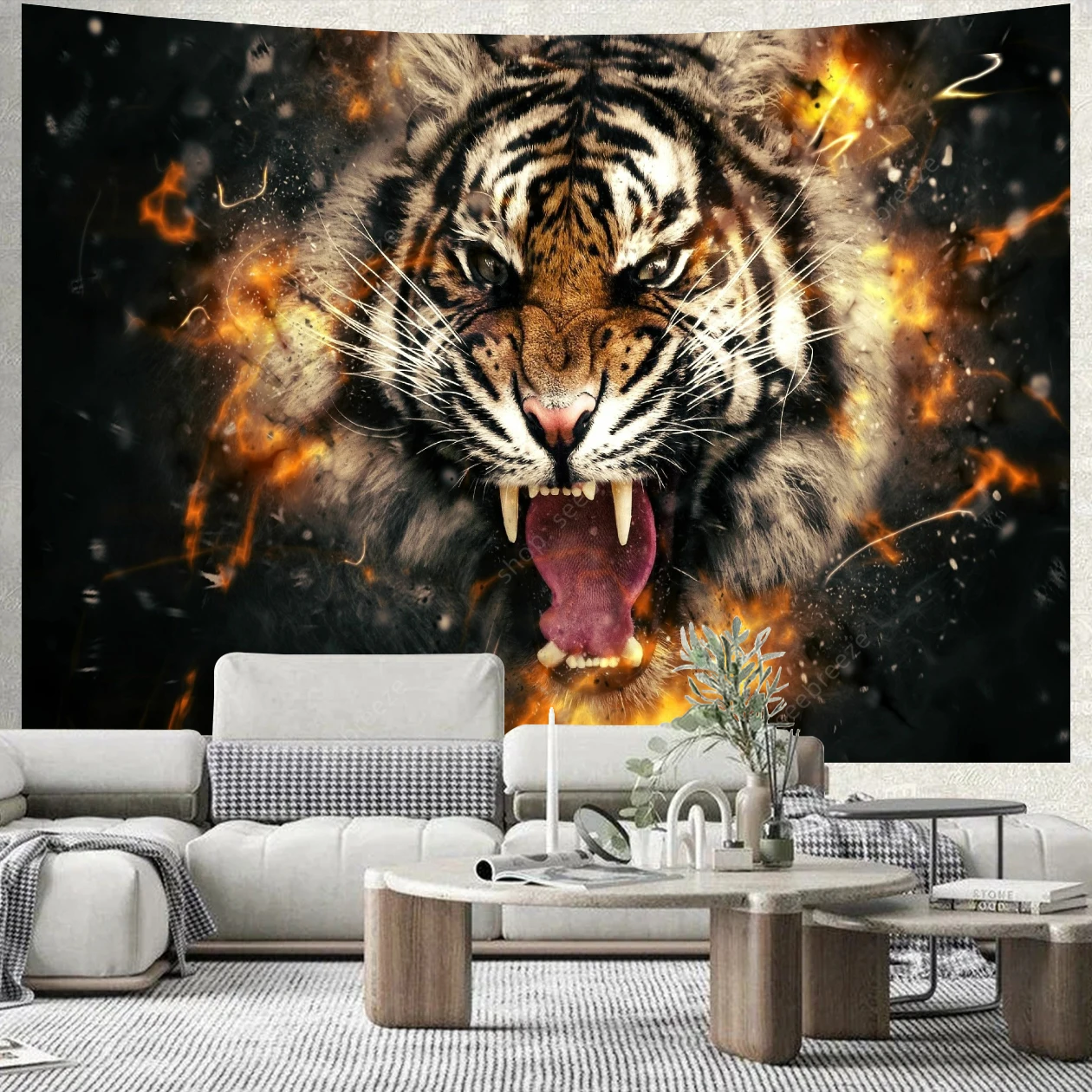 Fierce Tiger Tapestry Wall Hanging for Bedroom Living Room Collage Dorm Decor Gothic Home Decor Outdoor Carpet Gift for Friends