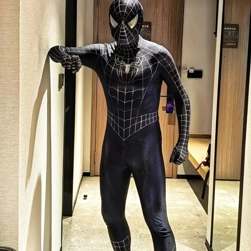 Disfraz de Spiderman de Tobey Maguire, Disfraz de Venom Negro, Cosplay de Spiderman, Traje Zentai de Superhéroe, Disfraces de Halloween para Adultos y Niños