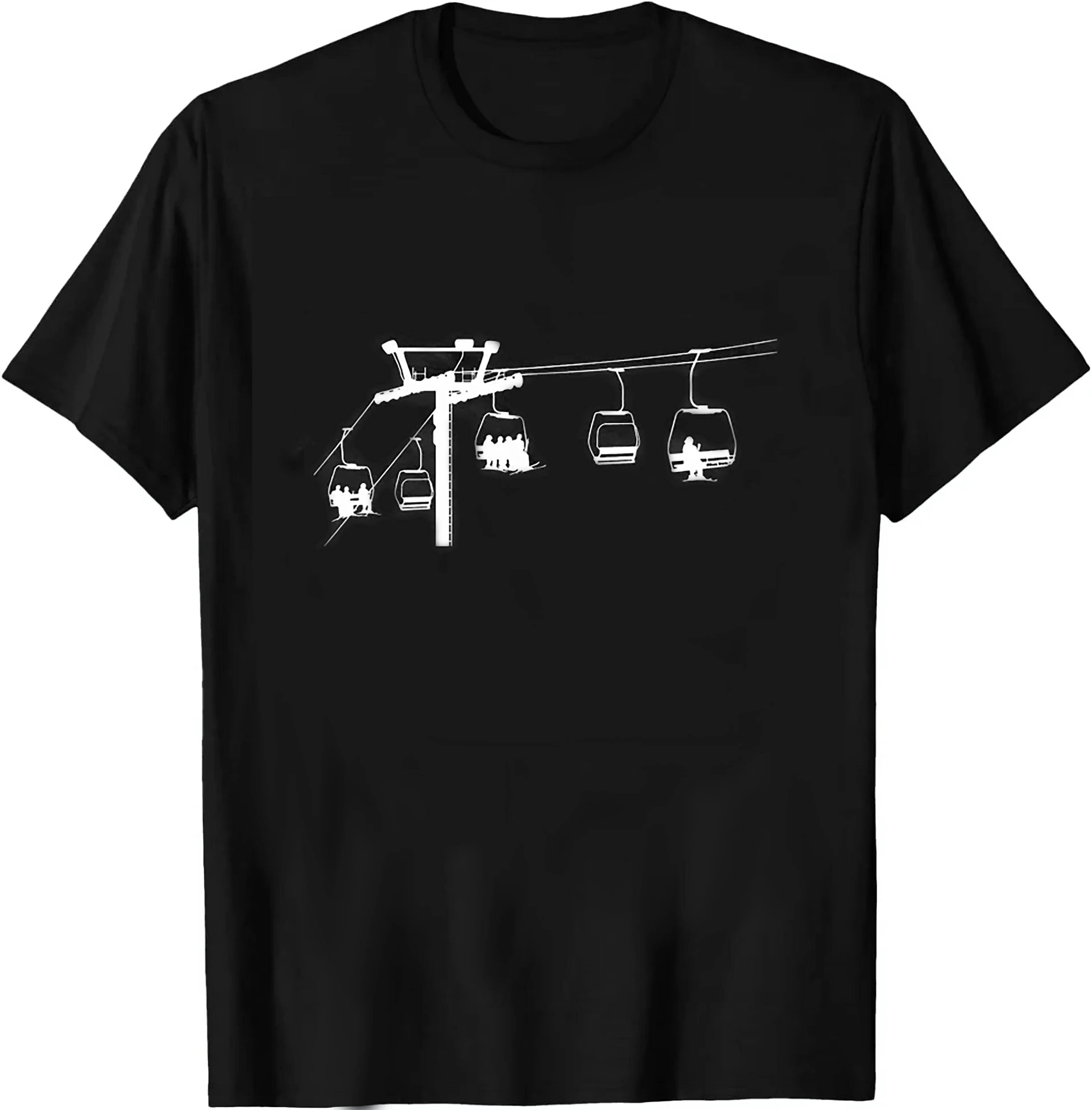 New Summer Ski Lift Unique Graphic Print Tee Cool Casual Daily Stylish Women Top Funny Soft and Breath Minimalist Aesthetic Tee