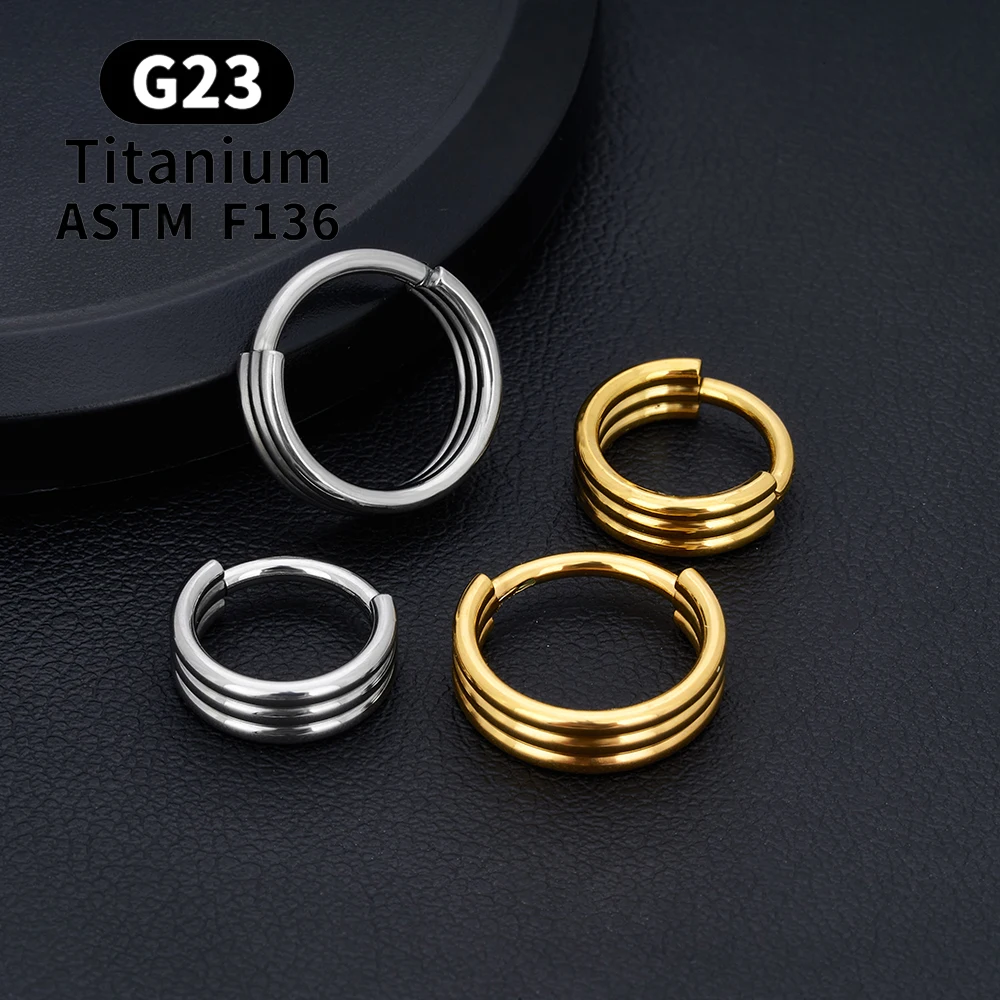 ASTM F136 Titanium 16G Hinged Nose Ring CZ Septum Clicker Cartilage Hoop Earrings Tragus Rook Daith Conch Helix Piercing Jewelry