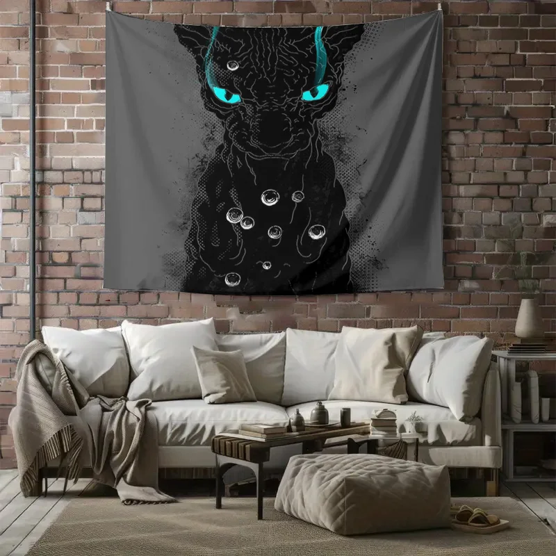 النمر الأسود نسيج الغابات الذئب القمر الجدار الشنق القوطية ديكور المنزل الظلام الأكاديمية غرفة الجمالية أنيمي نسيج غرفة نوم ليفين #6