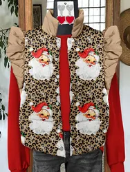 Classic Christmas Santa Claus Print Flying Sleeve Vest