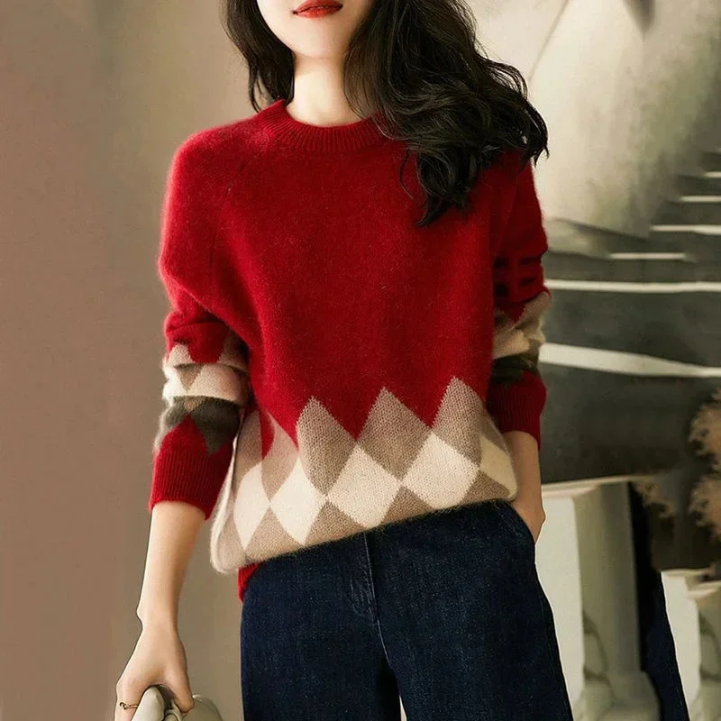 2026 New Autumn Winter Fashion Sweater Women Pullover Loose Korean All-Match Long-Sleeved Knitwear Bottoming Jumpers