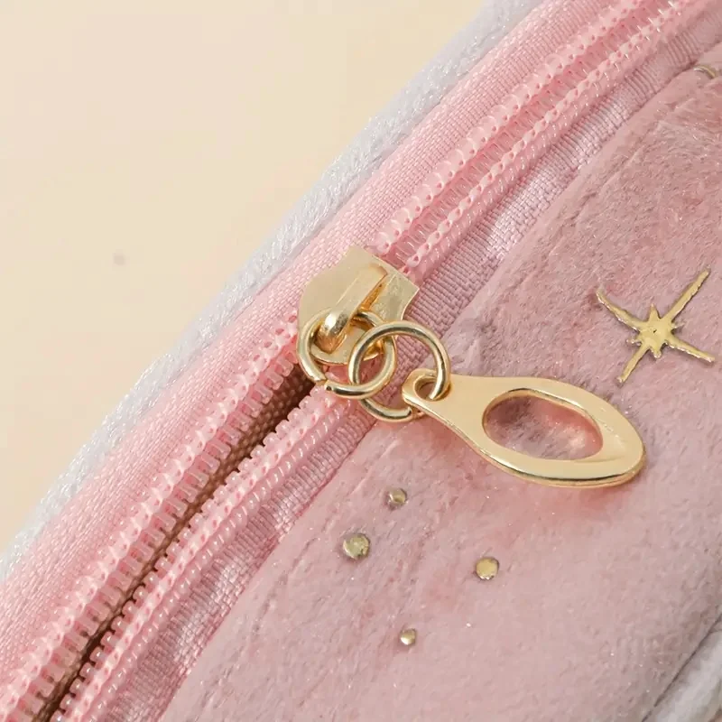 Sparkling Star Samt-Make-up-Tasche, großes Fassungsvermögen, Mehrzwecktasche mit goldenem Reißverschluss für Make-up-Münzen, 4 Farben – Detail 1