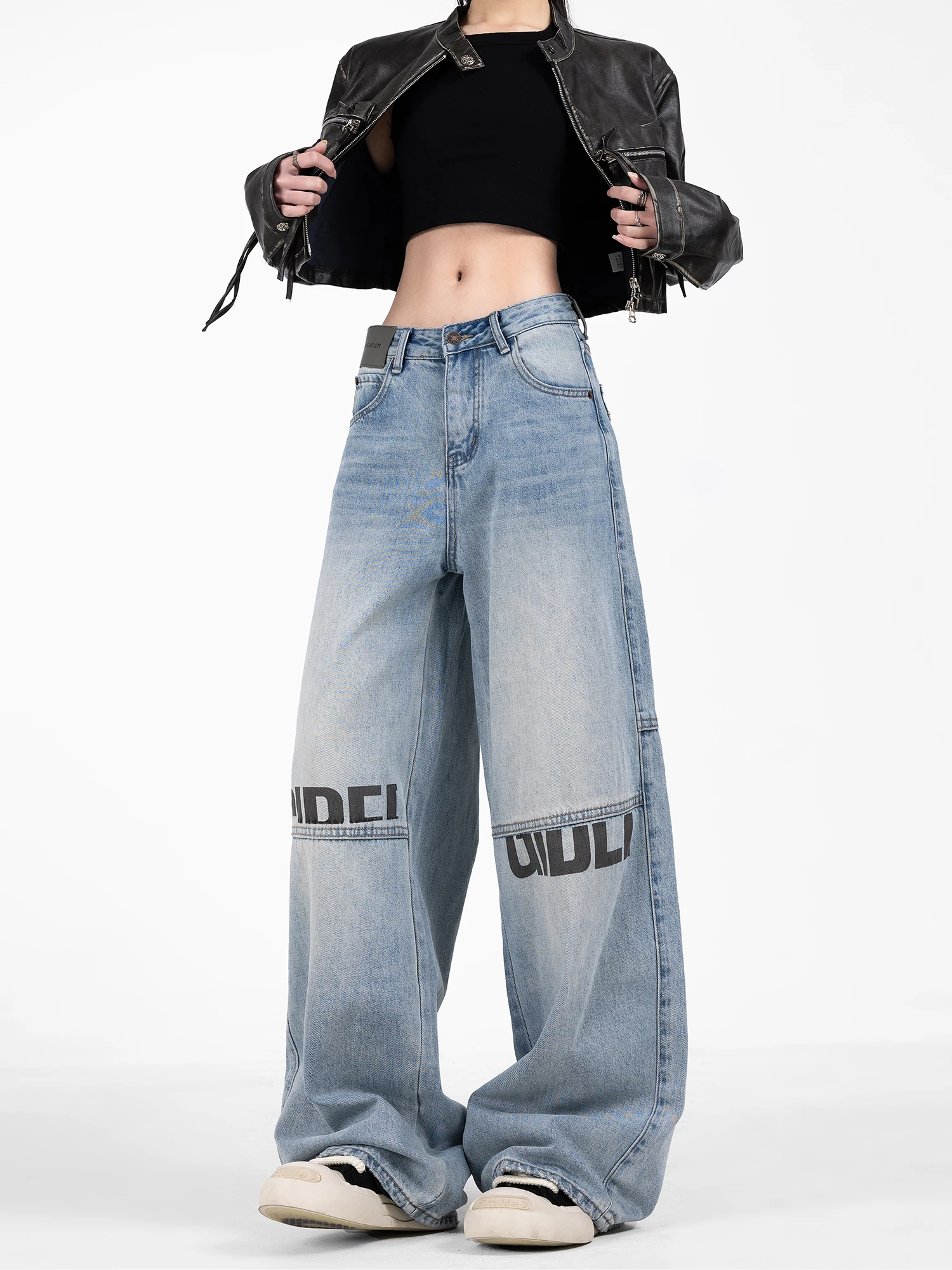 

High Waist Vintage Long Jeans Women's Versatile Straight Leg Wide Leg Pants Casual Floor-Length Slimming Denim Trousers
