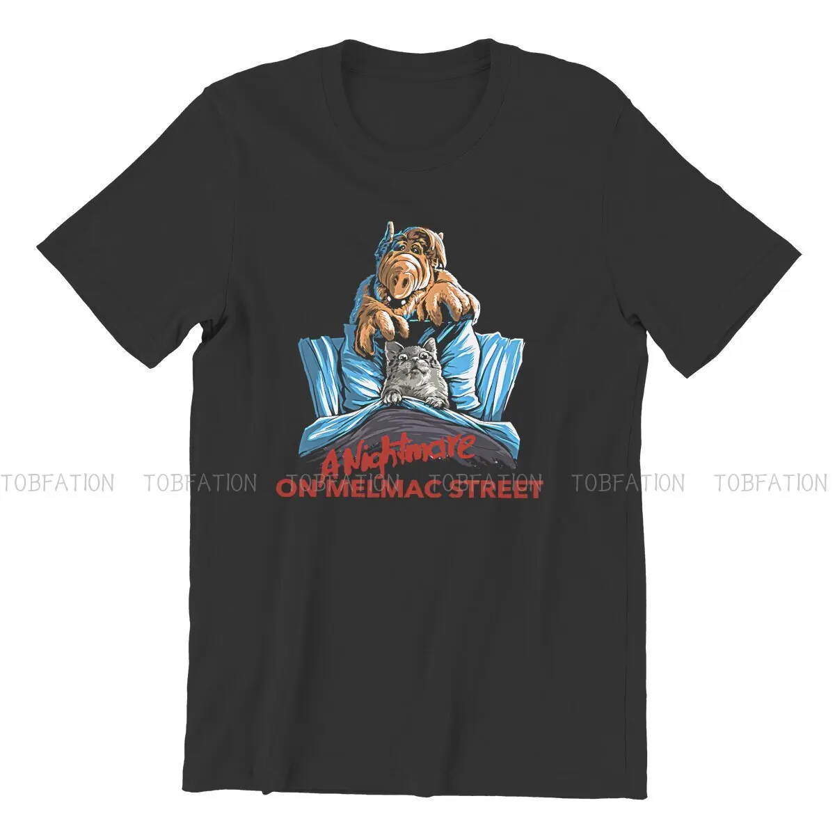 Nightmare on Melmac Casual TShirt ALF The Animated Series Creative Streetwear Casual T Shirt Men Short Sleeve Gift Clothes