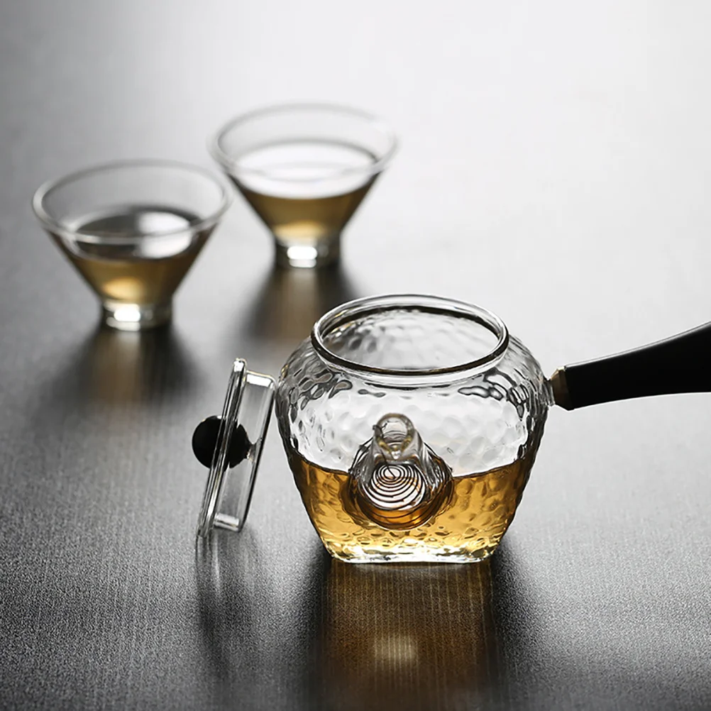 

Portable Glass Teapot Heat Resistant Kettle Wood H Practical Home Office Use Quality Material Fine Workmanship